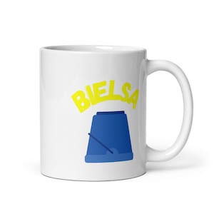 Bielsa Blue Bucket LUFC Leeds United Ceramic 11oz White Glossy Mug