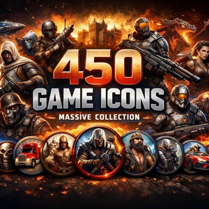 Pakiet ikon gier: 450 czystych ikon gier na PC (do pobrania w wersji cyfrowej)