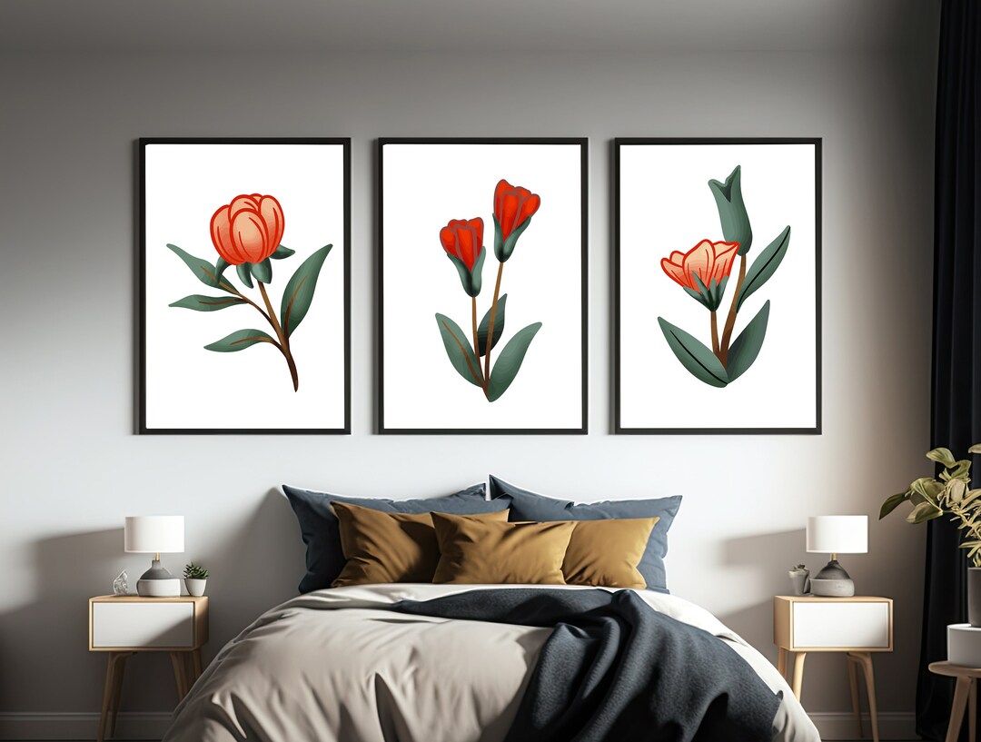 Minimalist Floral Wall Art Set Housewarming Gift Wall Art Etsy