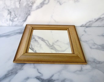 Vintage Square Wooden Frame Wall Mirror, 11.5"