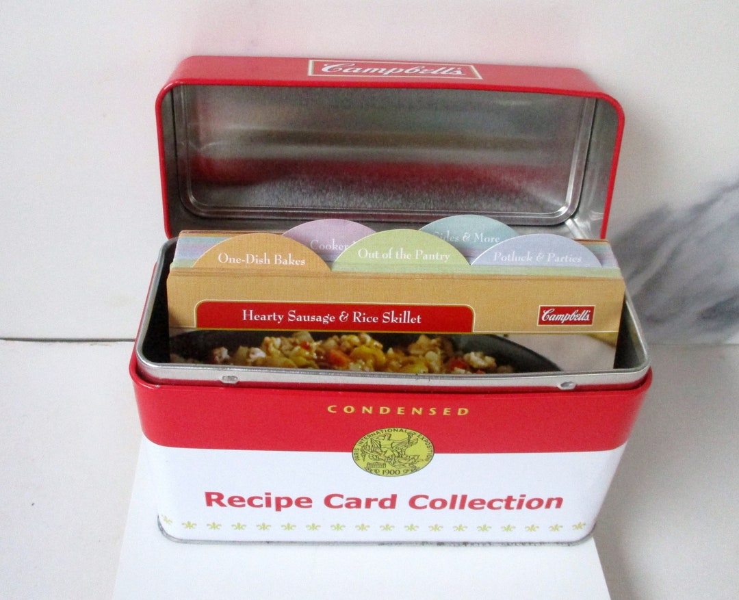 Vintage Campbell's Condensed Recipe Card Collection Tin Box With Recipe ...