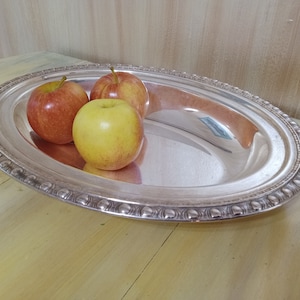 Vintage Silber Oval verzierte Servierschale, Silber Vintage Servier Obstschale, Vintage dekorative Schale 12 "L, 9 "B und 1,5" T