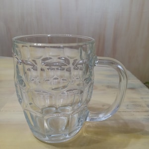 Vintage Clear Glass bubble Beer Mug, 5&quot;T, Vintage Beer Mug/ Beer lover gift made by Luminarc USA 16 oz Capacity
