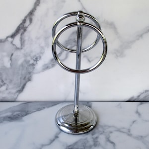 Vintage Silver Towel Stand ,Hand Towel Stand,Stainless Steel Towel Ring, 2 Ring Towel Stand, Bathroom Decor/11.75&quot; H/