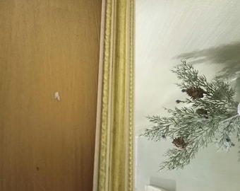 Vintage small square hanging wall mirror approx 9"x9" gold frame wooden mirror mirror size 6.5 x 6.5 in, vintage small mirror wall Decor