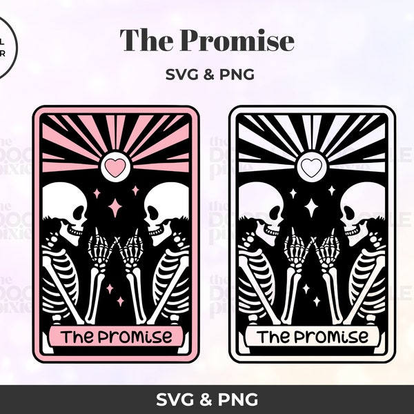 The Promise Cute Skeleton Tarot SVG & PNG Bundle, cute creepy svg, horror svg, Cutting File, t-shirt, mug sublimation, Digital