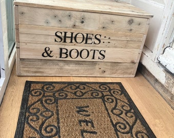 Rustic wooden shoe box