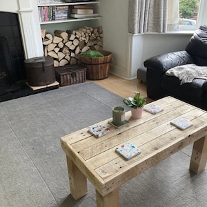 Rustic coffee table with chunky legs