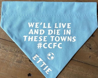 Handmade Coventry Football Dog Bandana | Personalised Sky Blue CCFC Collar