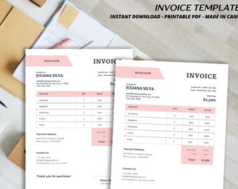 pink and white Aesthetic Corporate Invoice Template | editable for business | Pure  | Pink Aesthetic Corporate Invoice Template