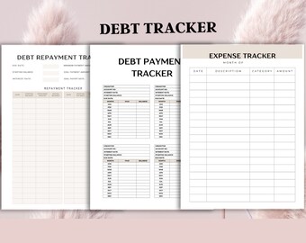 Printable Debt planner, daily weekly monthly planner, saving, Productivity, Finance, sinking fund tracker