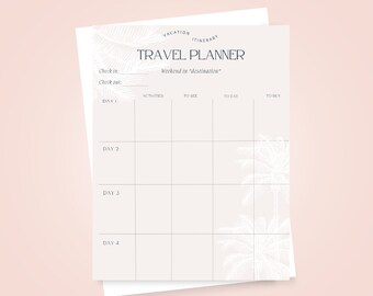 Girly Travel Planner template for your trips & adventures