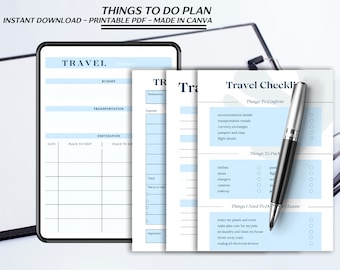 Printable Holiday Travel Planner Template | Trip Itinerary Planner | Canva Vacation Planner | Holiday Planner | Digital Travel Planner