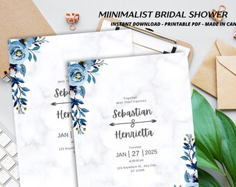BlueElegantFloralWeddingInvitationTemplate.pdf editable canva template for business use