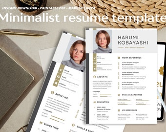 Sleek and Professional: Grey Minimalistic Resume Template | Editable Design on Etsy