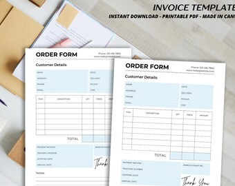 Sky blue  and White Minimalist Invoice .pdf editable canva template for business use