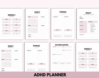 Printable ADHD Tracker, Wellness Planner | daily Planner | Daily Planner | Mental Health Mindfulness Healing Anxiety Self Love