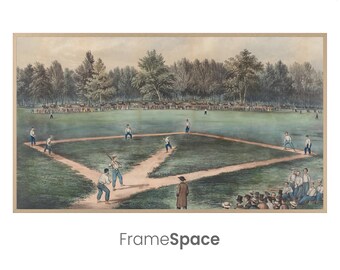 Samsung Frame TV Art 8K | Vintage Baseball Illustration | Sports Art, American Pastime, Elysian Fields, Hoboken, N. J.