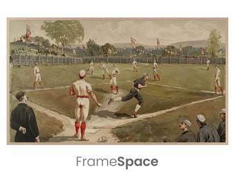 Samsung Frame TV Art 8K | Vintage Baseball Illustration | Sports Art, American Pastime, Patriotic, 4th of July