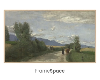 Samsung Frame TV Art | Dardagny, Morning by Jean-Baptiste-Camille Corot | Vintage Landscape Impressionist Painting