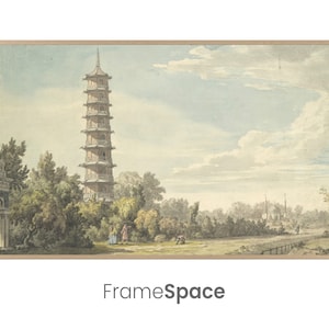 Samsung Frame TV Art | Landscape w/ Chinoiserie Architecture | View of the Wilderness at Kew by William Marlow