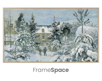 Samsung Frame TV Art 8K | French Countryside Home in Winter | Snowy Holiday, Christmas Landscape