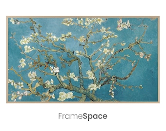 Samsung Frame TV Art 8K | Almond Blossom | Spring Botanical, Blue and White | Vincent Van Gogh