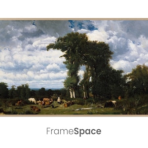 Samsung Frame TV Art | Landscape with Cattle at Limousin by Jules Dupré | Vintage Impressionist Landscape Painting