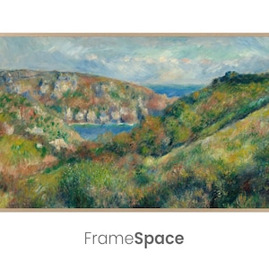 Samsung Frame TV Art 8K | Impressionist Landscape | Hills around the Bay of Moulin Huet by Auguste Renoir