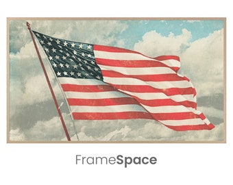 Samsung Frame TV Art 8K | Vintage American Flag | Patriotic Display for Memorial Day or July 4th