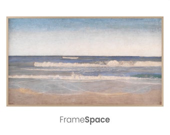 Samsung Frame TV Art | 8K Vintage Coastal Beach Painting | Ocean Waves, Summer Vibes