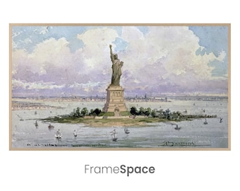 Samsung Frame TV Art 8K | Vintage Statue of Liberty Sketch | Patriotic American History Piece