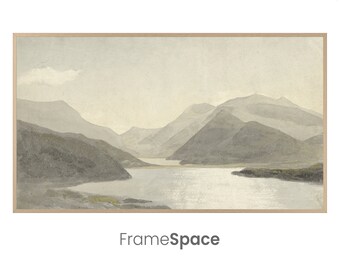 Samsung Frame TV Art 8K | Neutral Vintage Landscape | Lake Near Snowdon, North Wales