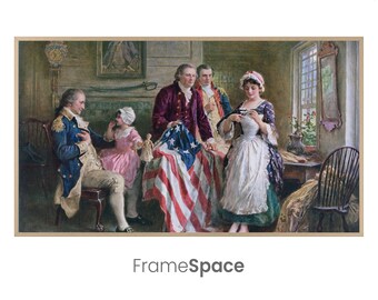 Samsung Frame TV Art 8K | Betsy Ross, 1777 | 4th of July | Patriotic American History Painting by J.L.G Ferris