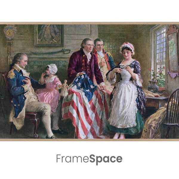 Samsung Frame TV Art 8K | Betsy Ross, 1777 | 4th of July | Patriotic American History Painting by J.L.G Ferris