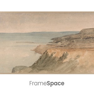 Samsung Frame TV Art 8K | Neutral Coastal Summer Landscape Art | Vintage Painting