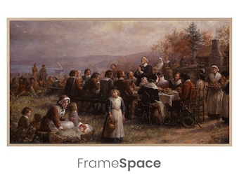 Samsung Frame TV Art 8K | Thanksgiving at Plymouth | Native Americans, Pilgrims, American History
