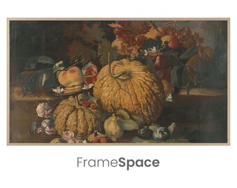 Samsung Frame TV Art 8K / Natura morta del raccolto autunnale / Colori autunnali, zucche, Giorno del Ringraziamento