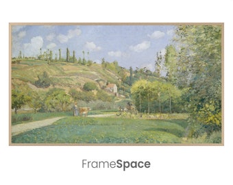 Samsung Frame TV | Vintage Landscape Impressionist Painting | A Cowherd at Valhermeil, Camille Pissarro (1874)