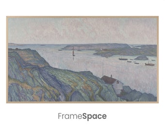 Samsung Frame TV Art 8K | Vintage Nautical Painting of Coastal Sweden | Kyrkesund by Karl Nordström