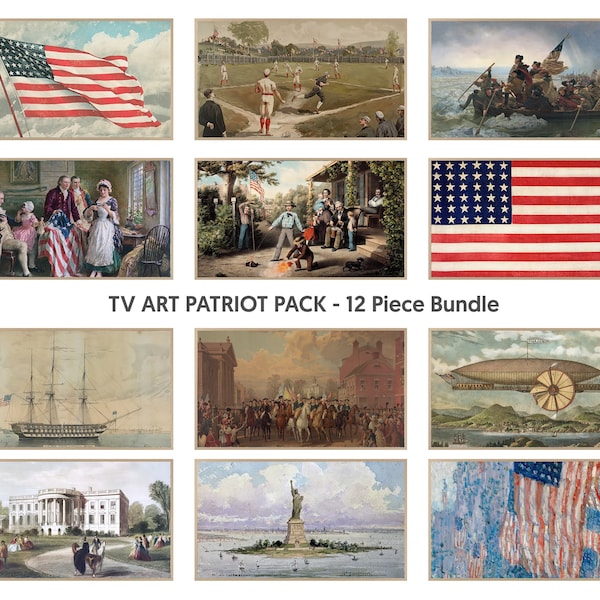 Samsung Frame TV Art Bundle | Patriotic Pack - 12 Piece Bundle | Vintage American Art | 4th Of July | 8K Art