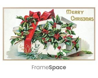 Samsung Frame TV Art 8K | Merry Christmas, Vintage Christmas Card | Holiday Postcard, Happy Holidays