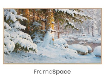 Samsung Frame TV Art 8K | Tranquil Winter Forest Scene | Holiday/Christmas Snowy Wilderness