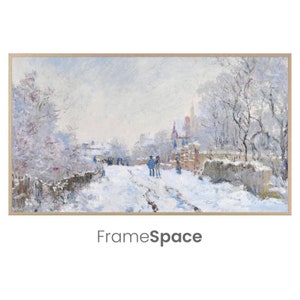 Samsung Frame TV Art 8K | Snow at Argenteuil | Paris, France | Snowy Holiday, Claude Monet