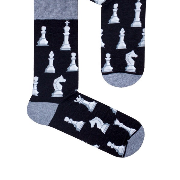 Chess Player Chessman Men Socks, Funny Socks, Cozy Socks, Crazy Socks, Colorful Socks, Gift Idea, Perfect Gift, Mismatched Socks