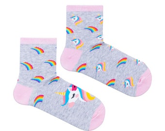 Unicorn Rainbow Kids Socks, Funny Socks, Cozy Socks, Crazy Socks, Colorful Socks, Gift Idea, Perfect Gift, Mismatched Socks