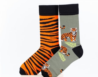 Tiger Wild Cat Animal Unisex Socks, Funny Socks, Cozy Socks, Crazy Socks, Colorful Socks, Gift Idea, Perfect Gift, Mismatched Socks