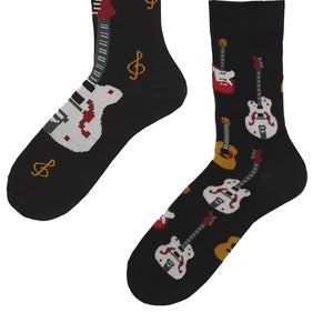 Calcetines unisex con reproductor de música rock clásico de guitarra, calcetines divertidos, calcetines acogedores, calcetines locos, calcetines coloridos, idea de regalo, regalo perfecto, calcetines no coincidentes