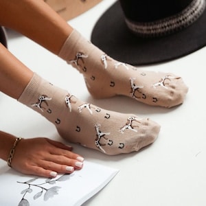 Horse Horseshoe Women Socks, Funny Socks, Cozy Socks, Crazy Socks, Colorful Socks, Gift Idea, Perfect Gift, Mismatched Socks