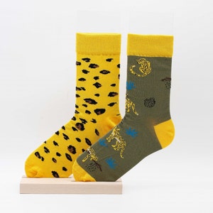 Leopard Panther Spots Unisex Socks, Funny Socks, Cozy Socks, Crazy Socks, Colorful Socks, Gift Idea, Perfect Gift, Mismatched Sock